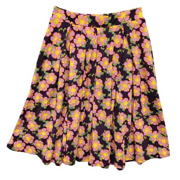 Lularoe Madison Skirt Size XS Floral Print Purple Pink and Yellow Pockets Pullon - Picture 4 of 8